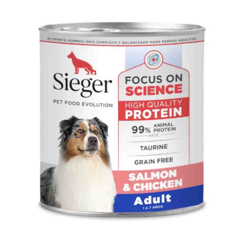 LATA SIEGER SALMON Y POLLO X 340 GR P/ PERRO
